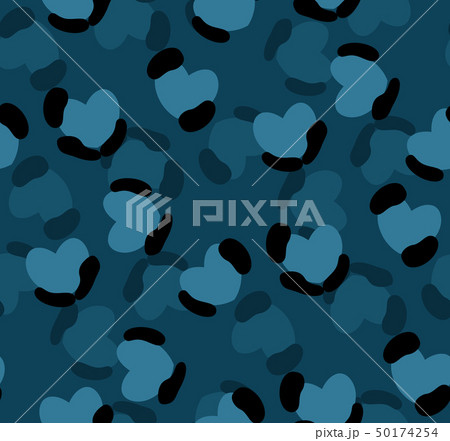 ハートのヒョウ柄シームレスパターン ブルーのイラスト素材