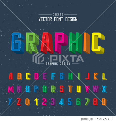 3D Font color and alphabet vector, Writing graphic 50175311