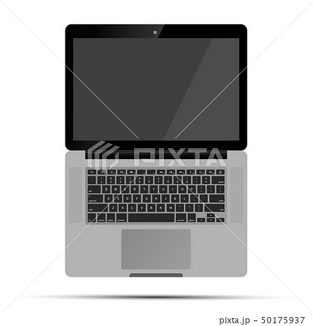 Glossy realistic wide open laptop with keyboard on 50175937