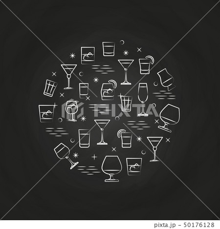 Alcoholic drinks icons on chalkboard 50176128