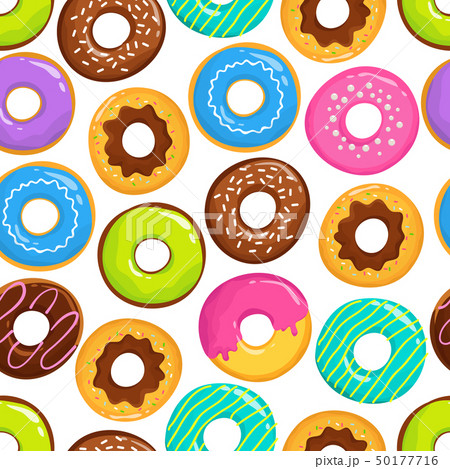 Yummy glazed cakes chocolate donuts vector seamless pattern Yummy glazed cakes chocolate donuts vector seamless pattern 50177716