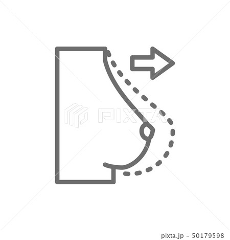 Breast augmentation, plastic surgery line icon. Isolated on white background 50179598
