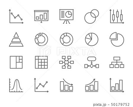 Set of Graph and Chart Line Icons. Pie Chart, Statistics, Presentation and more. Set of Graph and Chart Line Icons. Pie Chart, Statistics, Presentation and more. 50179752