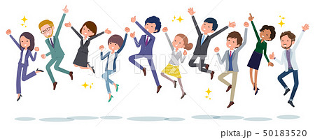 Office Scene Jump Office Peopleのイラスト素材 5015