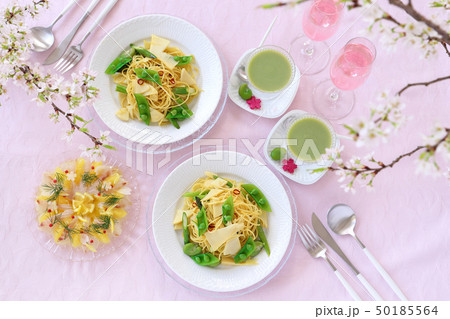 たけのこと春野菜のパスタ 50185564