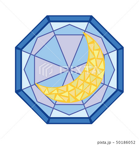 ステンドグラス風 月アイコンのイラスト素材