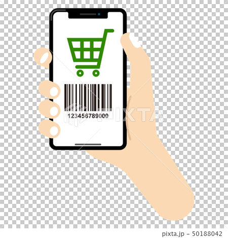 Cashless payment: smartphone cashless payment barcode shopping shopping cart 50188042