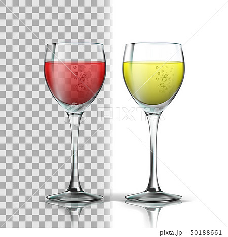 Realistic Glass With Red And White Wine Vector Realistic Glass With Red And White Wine Vector 50188661