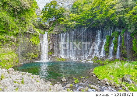 静岡県】白糸の滝のイラスト素材 [50188871] - PIXTA