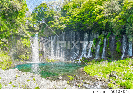 静岡県】白糸の滝のイラスト素材 [50188872] - PIXTA