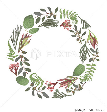 Green vector wreath frame flowers and 50190279