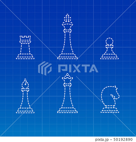 White chess pieces silhouettes White chess pieces silhouettes 50192890