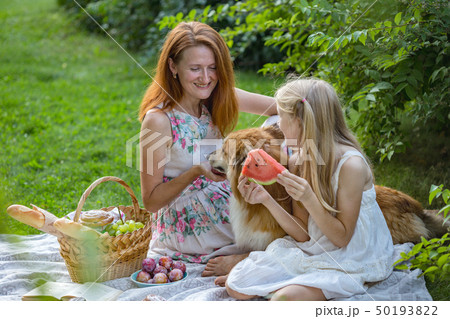 写真素材: happy family at a picnic