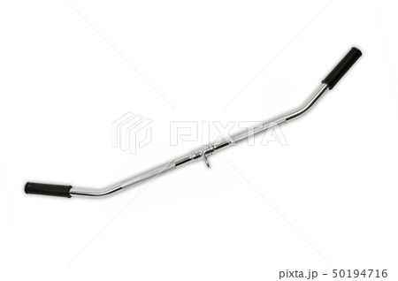 Metal empty barbell fragment isolated over white background 50194716