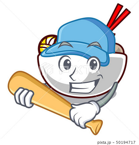 Playing baseball meatball fried on the cartoon plate 50194717