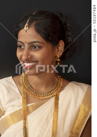 Young girl in traditional Kerala saree and jewelry 50197484
