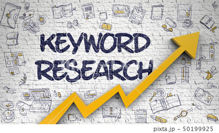 Keyword Research Drawn on White Brickwall. 3d. Keyword Research Drawn on White Brickwall. 3d. 50199925