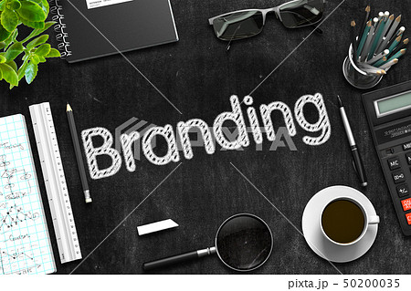 Branding - Text on Black Chalkboard. 3D Rendering. 50200035