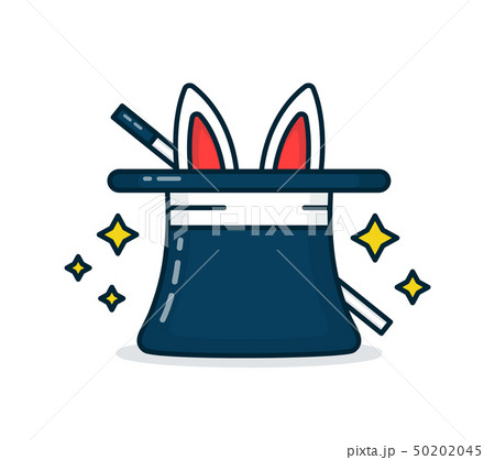 Wizard's hat with a rabbit and a magic wand 50202045