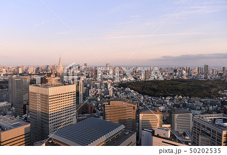 日本の東京都市景観  新国立競技場や東京タワー、六本木ヒルズ、渋谷などを望む 50202535