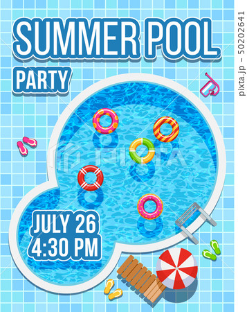Top view nobody swimming pool with blue water. Vector design for party invitation 50202641