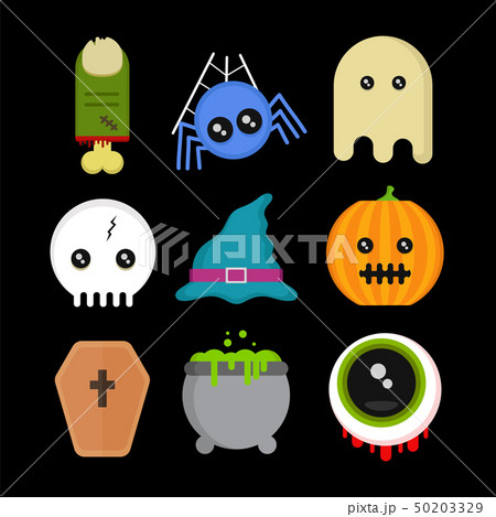 Cute fun Halloween icons set.Vector  50203329