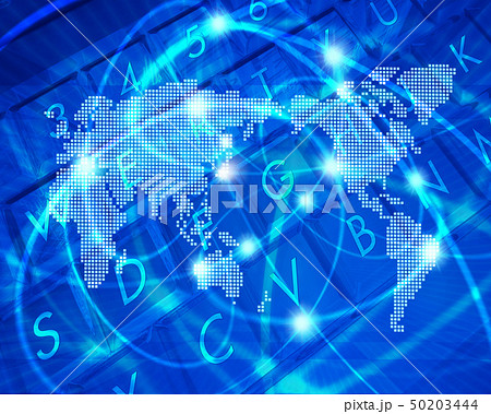 インターネットとデジタル世界地図のイラスト素材