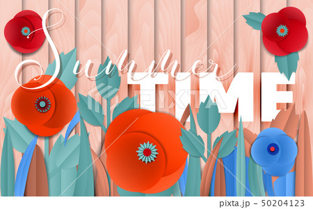 Summer time poster by cut paper poppies 50204123