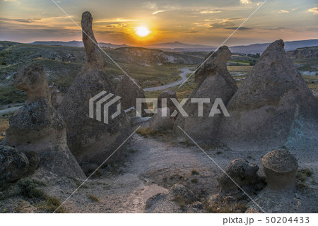 Sunrise scene with wonderful rocks in Cappadocia 50204433