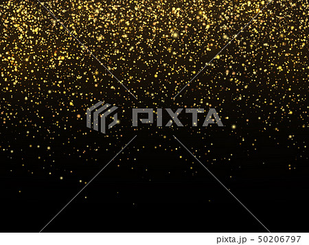 Golden rain isolated on black background. Vector gold grain texture celebratory wallpaper 50206797