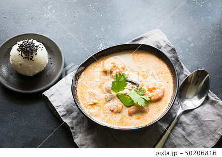 Tom yam kung spicy thai soup with shrimp. 50206816