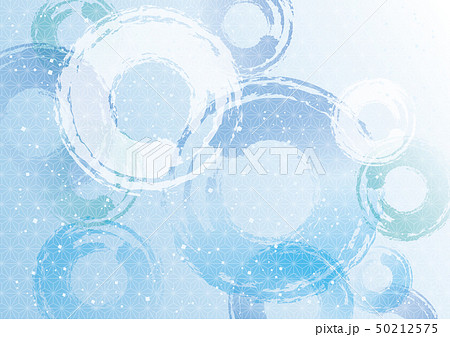 波紋と麻の葉模様の背景 水色 波紋と麻の葉模様の背景 水色 50212575