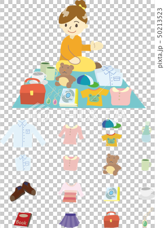フリーマーケット売り子 線なし のイラスト素材