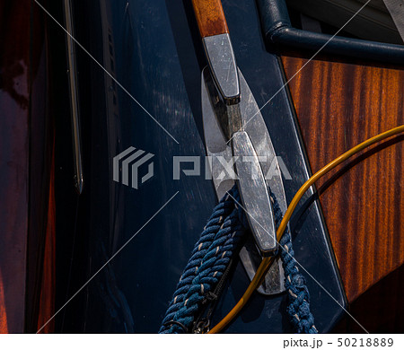 dock cleat on the side of a boat dock cleat on the side of a boat 50218889