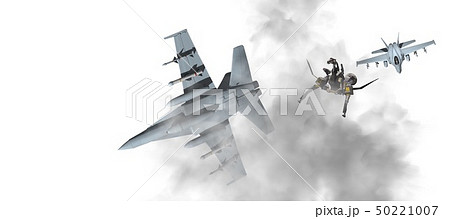 F/A-18戦闘機と自律型無人戦闘兵器(ドローン、ドローンハンター) 50221007