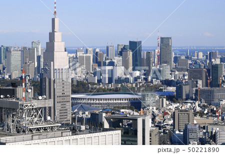 日本の東京都市景観 新国立競技場や東京タワーなどを望む 日本の東京都市景観 新国立競技場や東京タワーなどを望む 50221890