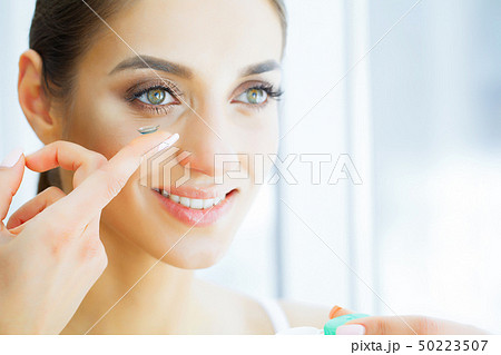 Health and Beauty. Beautiful Young Girl With Green Eyes Dresses  50223507