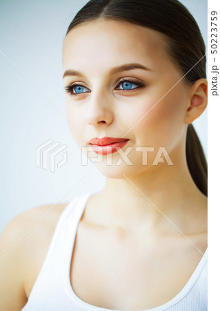 Beauty and Care. Portrait of a Young Girl with Beautiful Blue Ey Beauty and Care. Portrait of a Young Girl with Beautiful Blue Ey 50223759