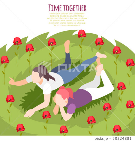 Time Together Isometric Colored Background 50224881