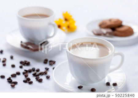 Breakfast. Coffee, oatmeal cookies and chocolate. 50225840