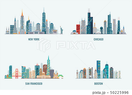 USA cities skylines set. 50225996