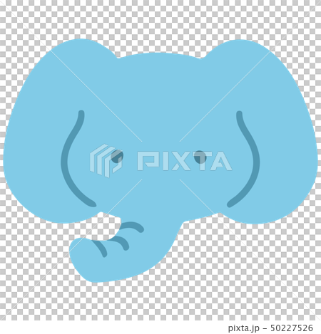 シンプルで可愛い青いゾウの顔のイラスト　主線なし 50227526