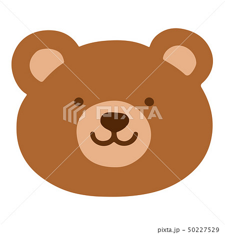 シンプルで可愛い茶色のクマの顔のイラスト アウトラインなしのイラスト素材