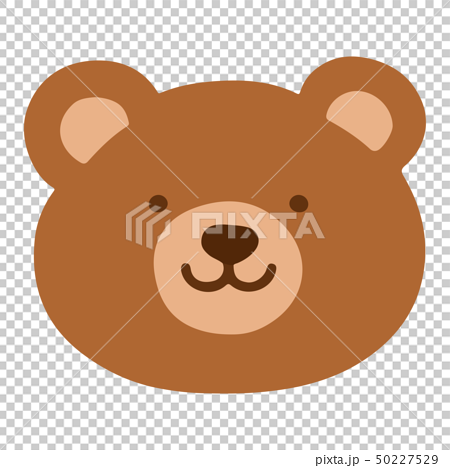シンプルで可愛い茶色のクマの顔のイラスト アウトラインなしのイラスト素材