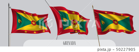 Set of Grenada waving flag on isolated background vector illustration 50227905