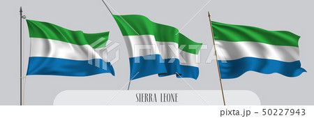 Set of Sierra Leone waving flag on isolated background vector illustration Set of Sierra Leone waving flag on isolated background vector illustration 50227943