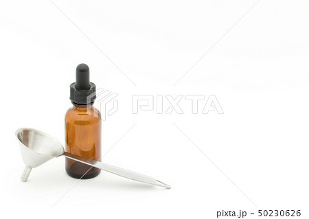 スポイト付き茶瓶とハンドル付きじょうご　遮光瓶　茶瓶　漏斗　上戸　ジョウゴ　ロウト　チンキ 50230626