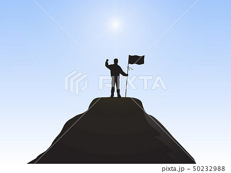 Silhouette Of Businessman On Top Of Mountainのイラスト素材