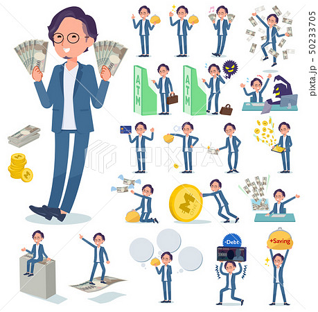 flat type blue suit Glasses man_money flat type blue suit Glasses man_money 50233705