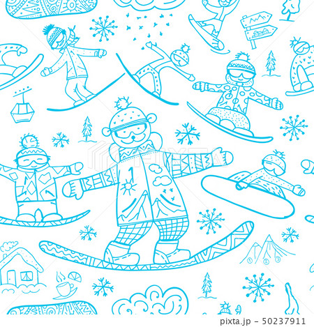 Snowboard time, seamless pattern for your design 50237911